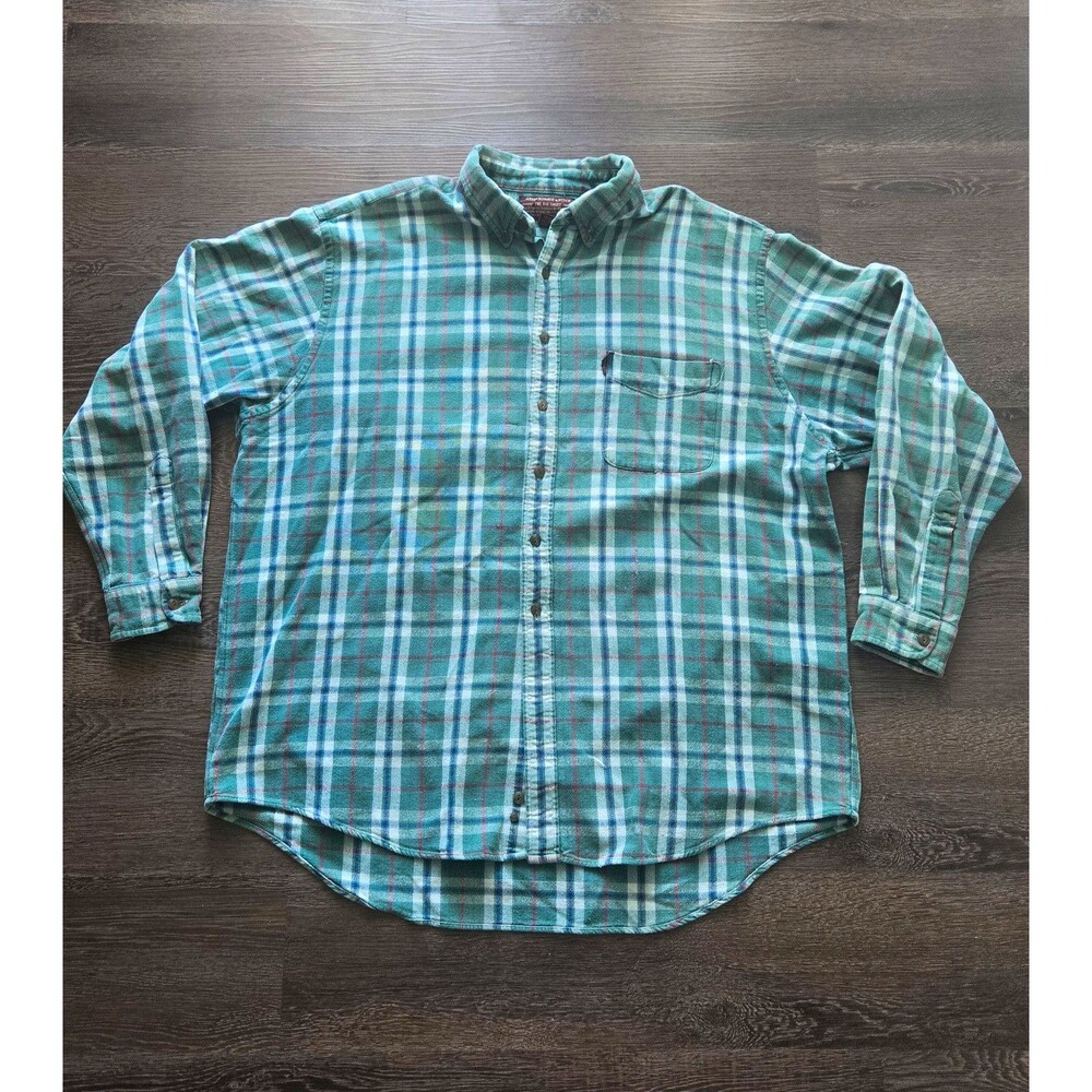 Vintage Abercrombie & Fitch The Big Shirt XL Green Plaid Long Sleeve 1990s